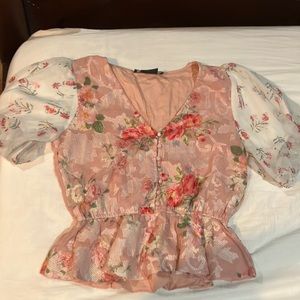 cute floral pink blouse